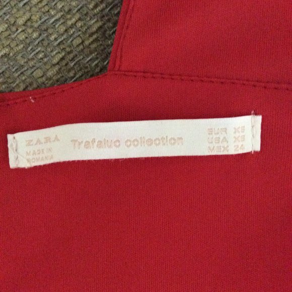 Zara low cut fitted mini red dress (XS) - Picture 3 of 9